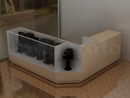 Mostrador de servicio con vitrina