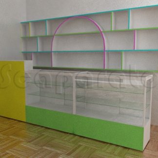 Mostrador comercial con vitrina
