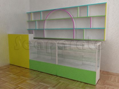 Mostrador comercial con vitrina