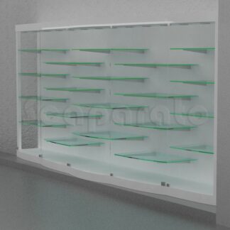 curved glass wall showcase