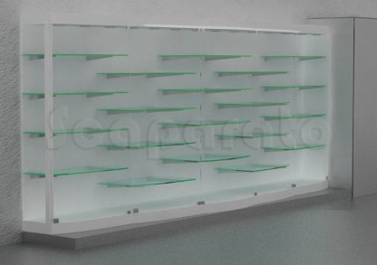 vitrina curva de cristal para pared