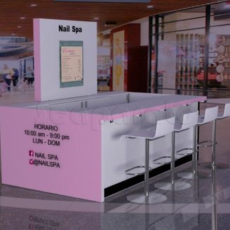 kiosco de manicure con vitrinas