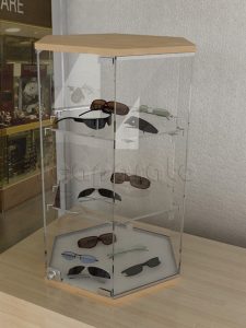 Vitrina hexagonal de mesa