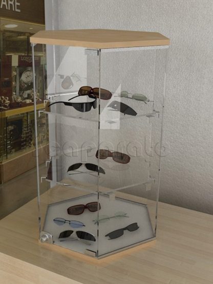 Vitrina hexagonal de mesa