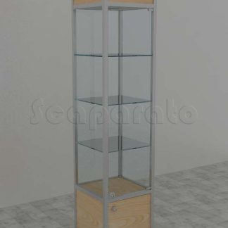Vitrina de torre de aluminio con guardado