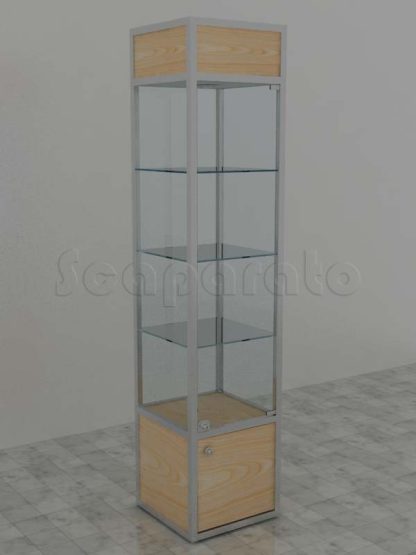 Vitrina de torre de aluminio con guardado