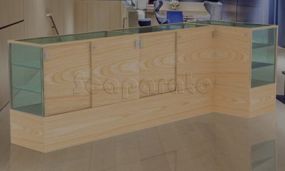 L Shaped counter display showcase