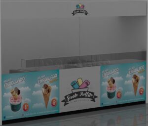 Muebles de heladeria para un negocio divertido y atractivo para el cliente.