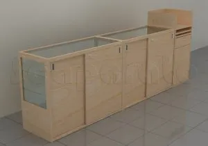 Mostrador de pago con vitrina